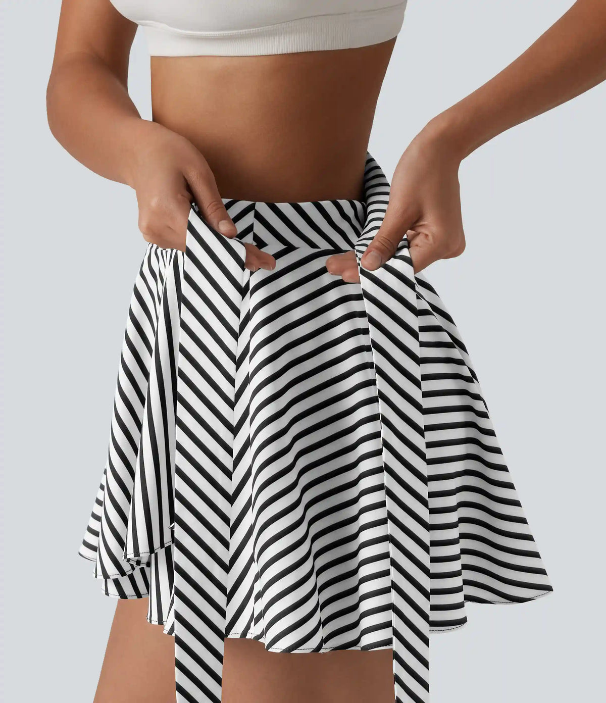 High Waisted Tie Side 2-in-1 Leopard Print Flowy Mini Tennis Skirt with Pocket
