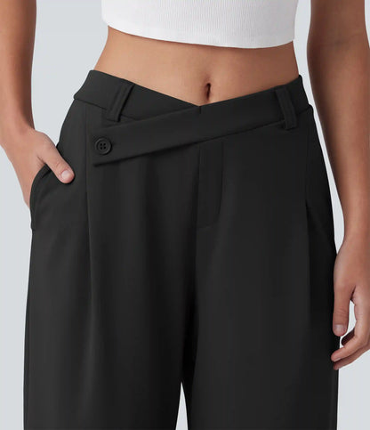Halara Flex™ DayStretch Asymmetric Mid Rise Work Baggy Pants with Pockets