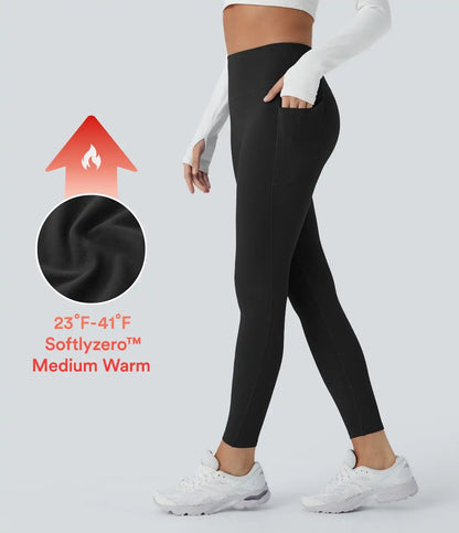 SoftlyZero™ Plush Thermal High Waisted Pocket Skinny 7/8 Yoga Leggings