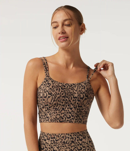 Halara UltraSculpt™ Leopard Print Light Support Square Neck Twisted Yoga Sports Bra with Built-in Bra