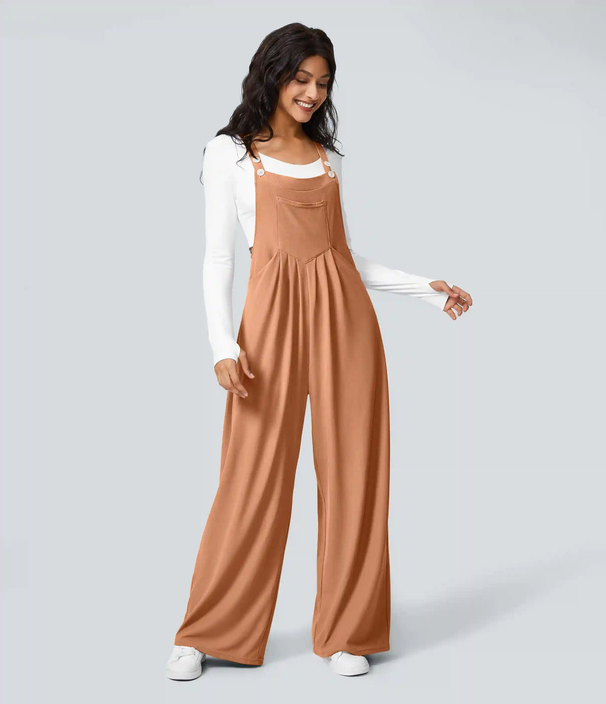 Pockets Waffle Casual Overalls