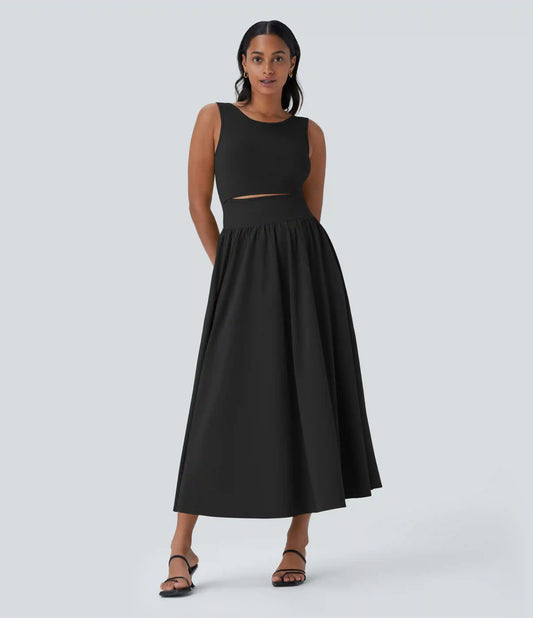 Breezeful™ Sleeveless Cut Out Quick Dry Maxi Casual Dress-Front and Back Wearable