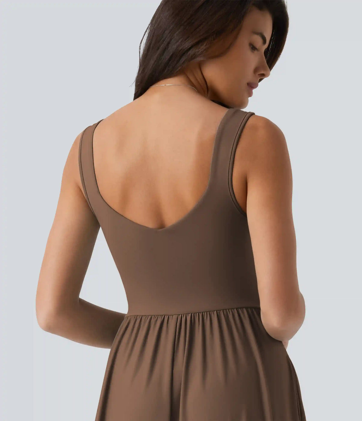 Built-in Bra Flowy Maxi Casual Dress with Pockets DD-F