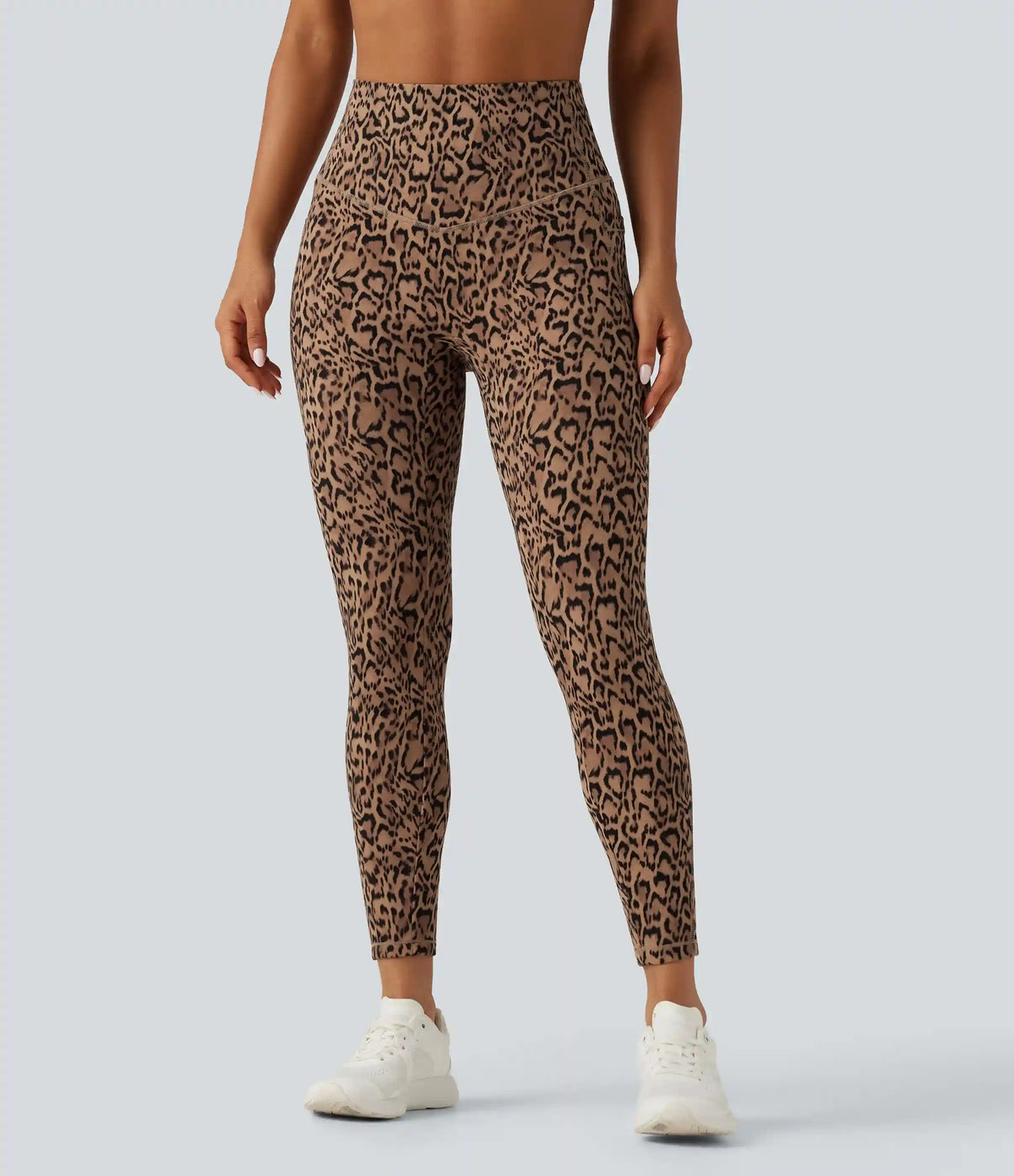 Halara UltraSculpt™ Leopard Print High Waisted Tummy Control Fleece Workout Leggings with Pockets