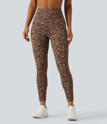Halara UltraSculpt™ Leopard Print High Waisted Tummy Control Fleece Workout Leggings with Pockets