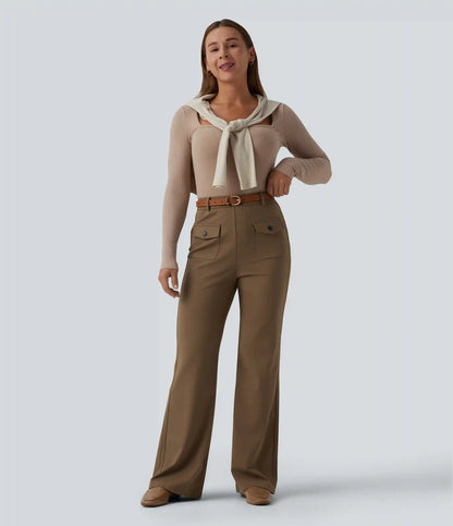 Halara Flex™ DayStretch Mid Rise Work Bootcut Pants with Pockets