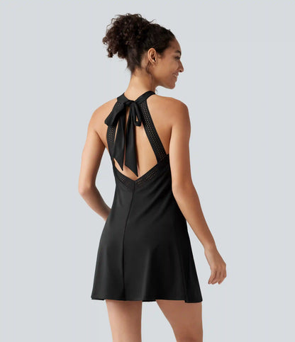 SoftlyZero™ Airy Tie Back Built-in Bra 2-in-1 InstantCool Mini Yoga Active Dress with Pocket-Longer Length