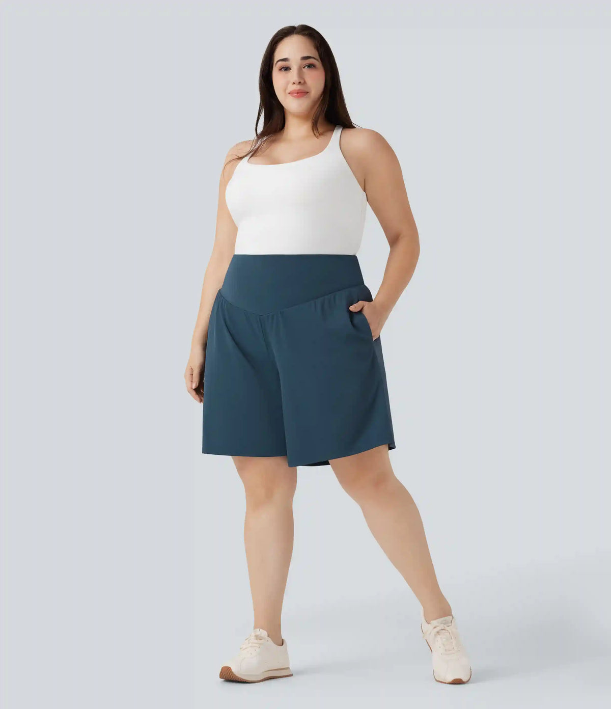 Plus Size SoftlyZero™ Airy High Waisted InstantCool Yoga Bermuda Shorts with Pockets