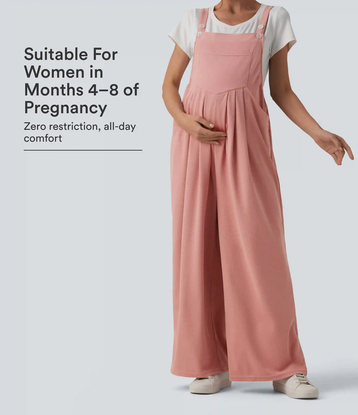 Adjustable Straps Waffle Casual Maternity Overalls with Pockets