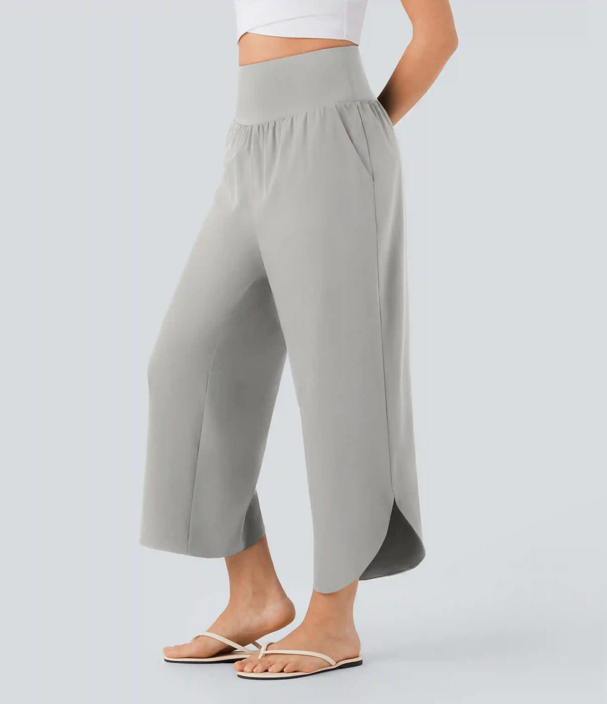 Breezeful™ High Waisted Tummy Control Split Hem Quick Dry Resort Pants with Pockets