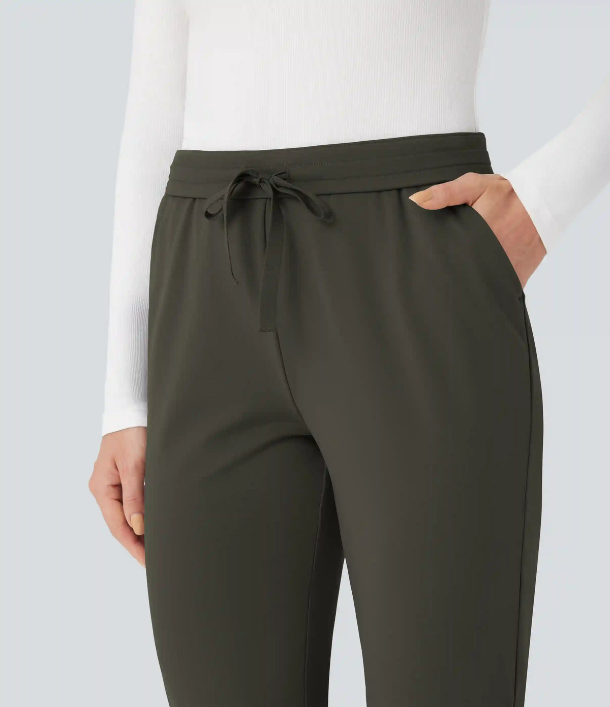 Halara Flex™ DayStretch Foldover High Waisted Drawstring 7/8 Slim Work Pants with Pockets