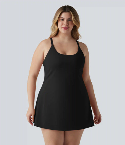 SoftlyZero™ Plush Push-Up Adjustable Straps Crisscross Backless Built-in Bra Dance Plus Size Active Dress-Easy Peezy Edition