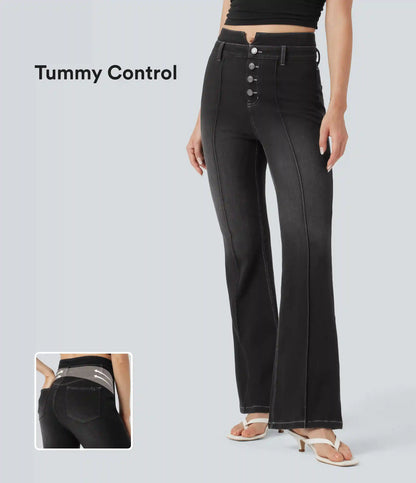 Halara Flex™ Mid Rise Tummy Control Casual Flare Jeans with Pockets