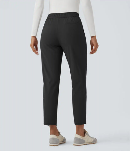 High Waisted Quick Dry Travel Tapered Pants with Pockets