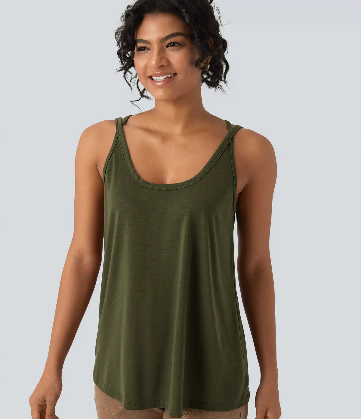 U Neck Relaxed Casual Tank Top
