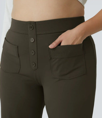 DayStretch High Waisted Pockets Straight Leg Casual Plus Size Pants