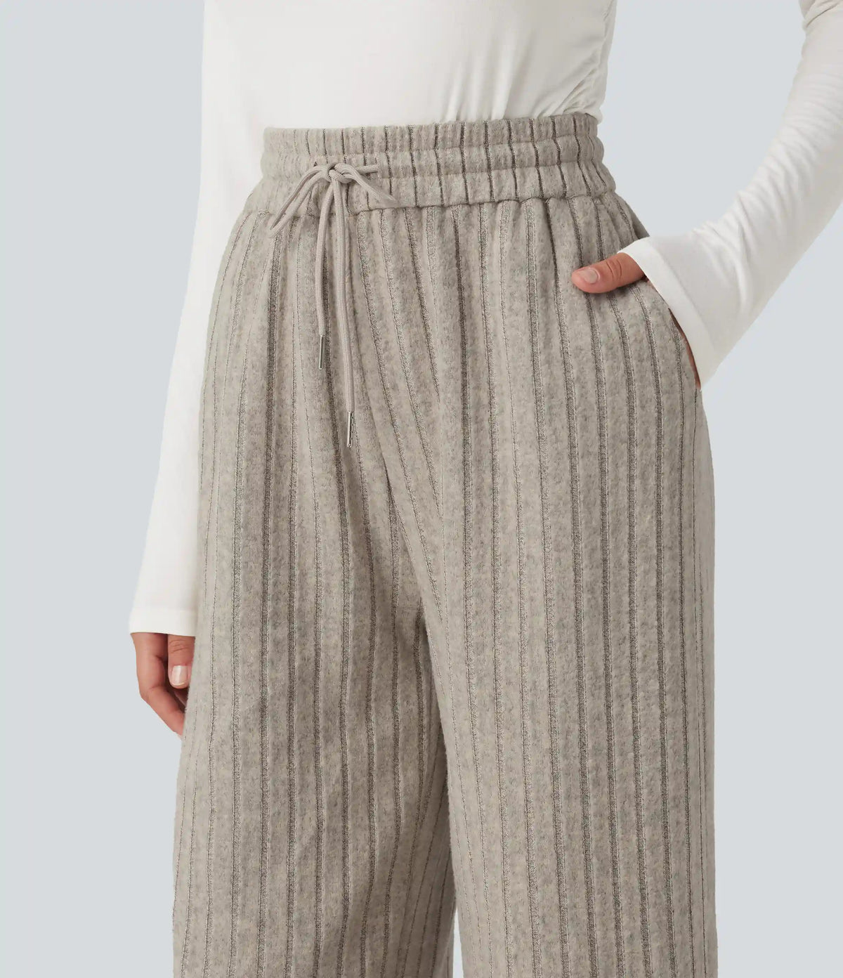 High Waisted Drawstring Baggy Casual Pants with Pockets