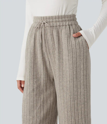 High Waisted Drawstring Baggy Casual Pants with Pockets