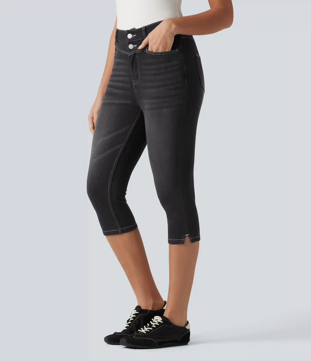 Halara Flex™ High Waisted Split Capri Casual Slim Jeans with Pockets
