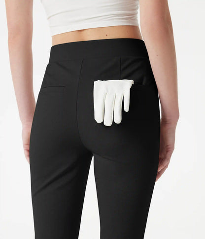 High-waisted Slim Herringbone Golf Capri Pants with Pockets