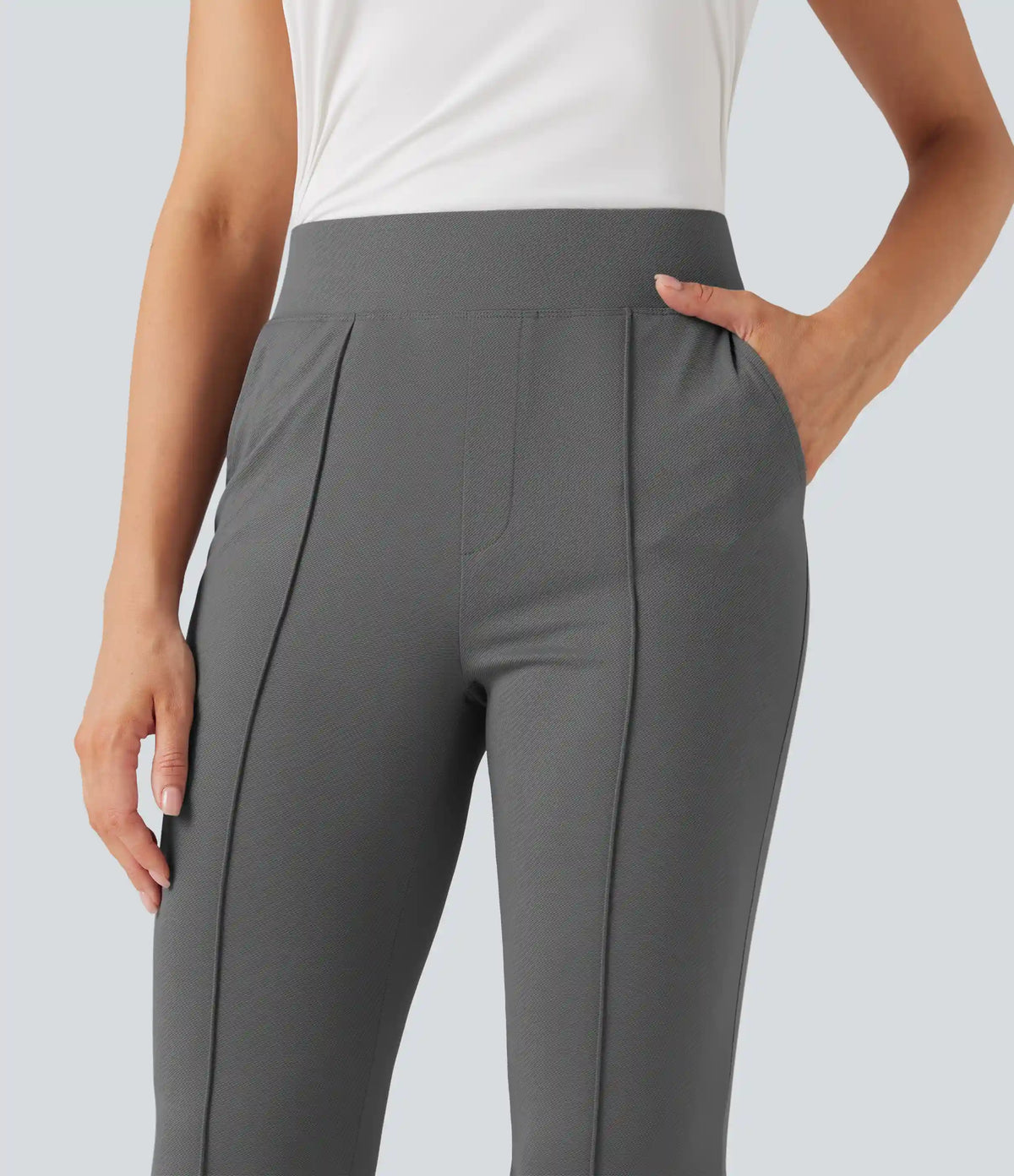 High Waisted Pockets Quick Dry Golf Flare Pants-Golf Tee Pocket-UPF40+