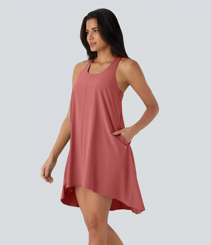 Breezeful™ RacerPocket High Low Flowy Mini Quick Dry Casual Dress