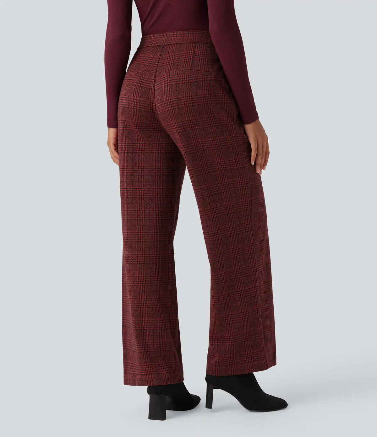 Halara Flex™ High Waisted Straight Leg Houndstooth Plaid Work Pants with Pockets