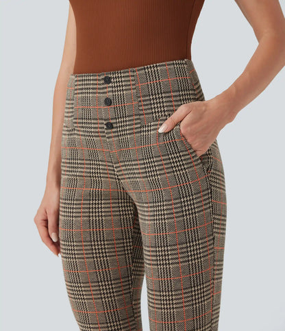 Halara Flex™ High Waisted Houndstooth Plaid Skinny Work Pants with Pockets