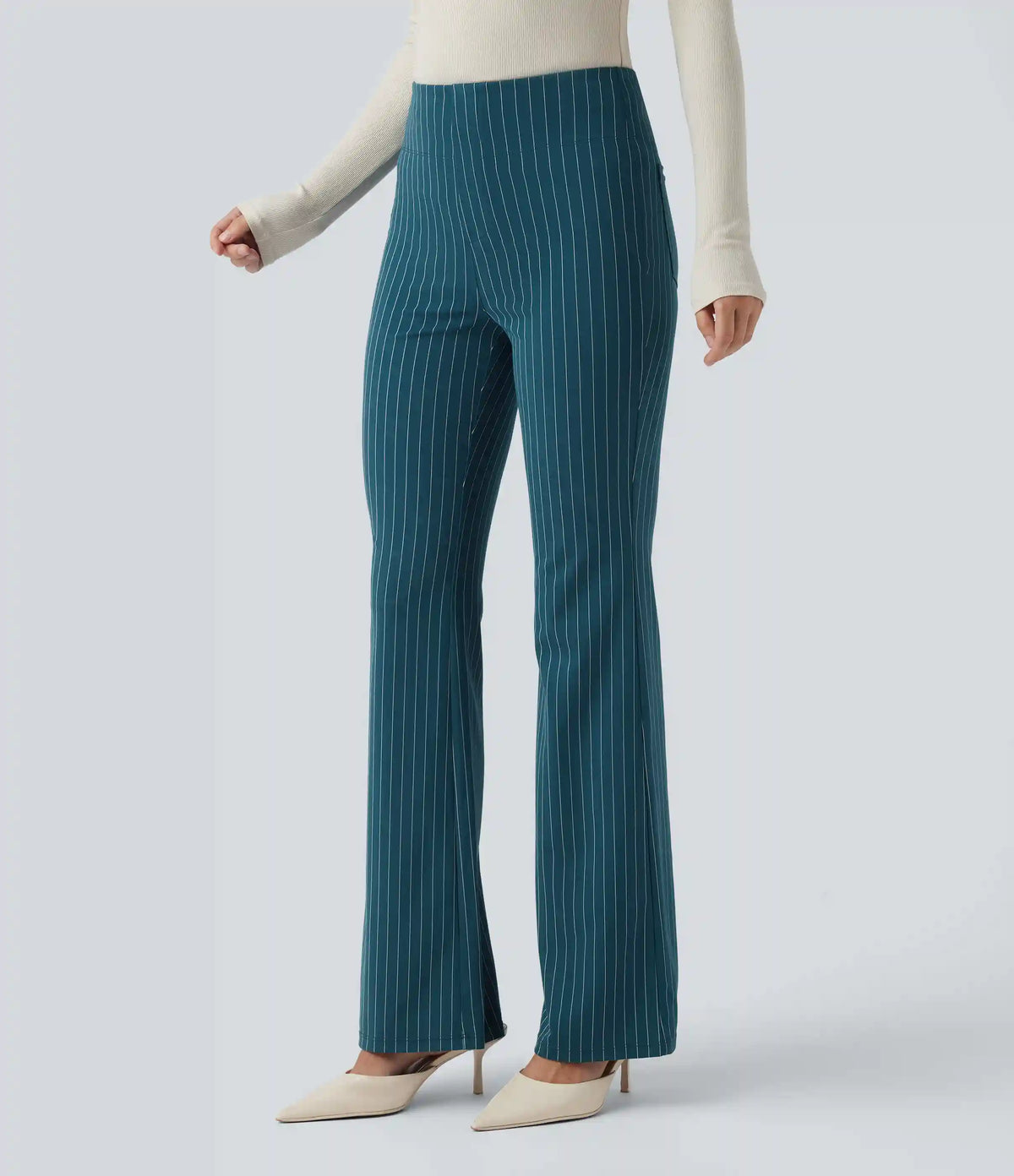 Halara Flex™ High Waisted Striped Work Flare Pants with Pockets