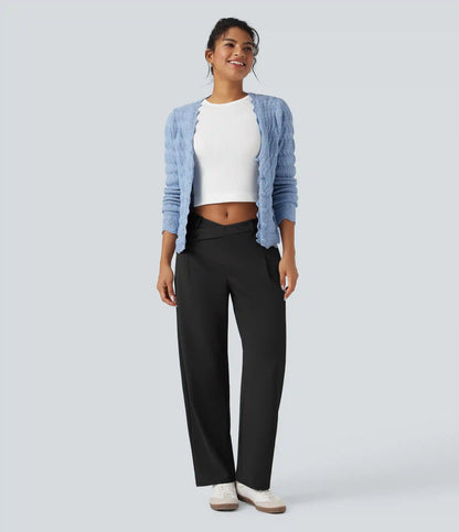 Halara Flex™ DayStretch Asymmetric Mid Rise Barrel Leg Work Pants with Pockets