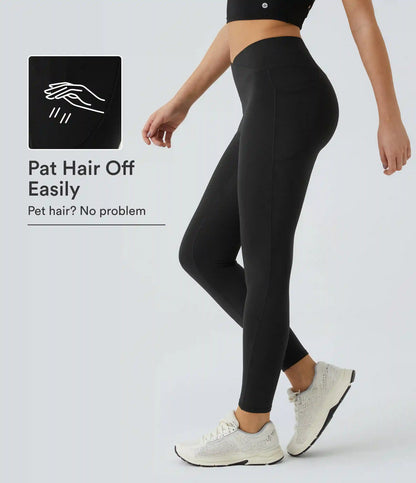 Patitoff™ 2.0 Pet Hair Resistant High Waisted Crossover Side Pocket Yoga Leggings