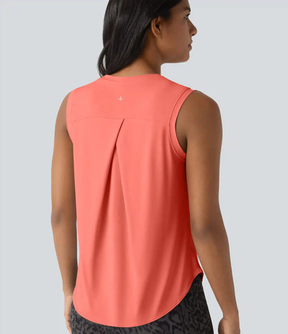 Round Neck Curved Hem Cool Touch Workout Tank Top-UPF50+