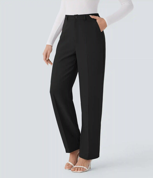 High Waisted Pocket Straight Leg Work Pants