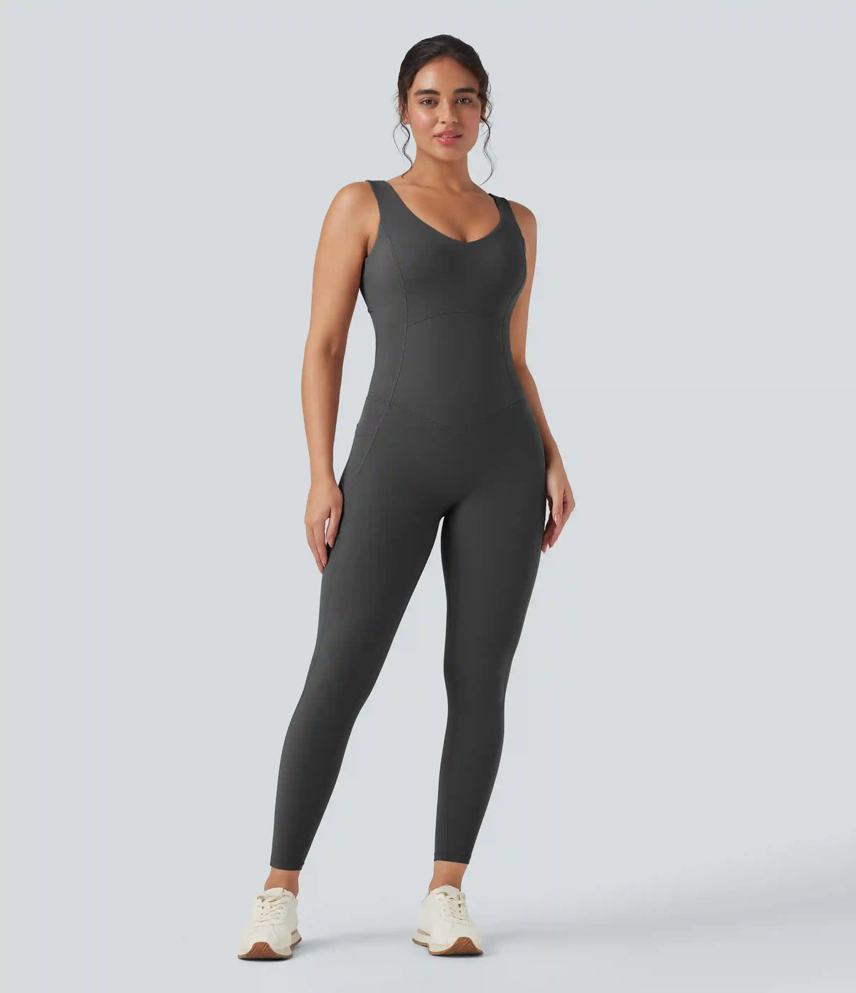Halara UltraSculpt™ V Neck Tummy Control Butt Lifting Workout Jumpsuit with Pockets