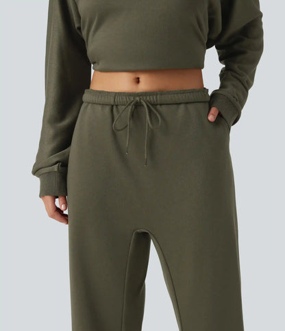 Low Rise Inner Drawstring Casual Jogger Sweatpants with Pockets