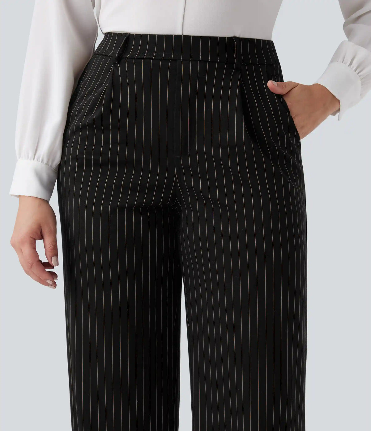 Halara Flex™ High Waisted Straight Leg InstantCool Stripe Work Pants with Pockets