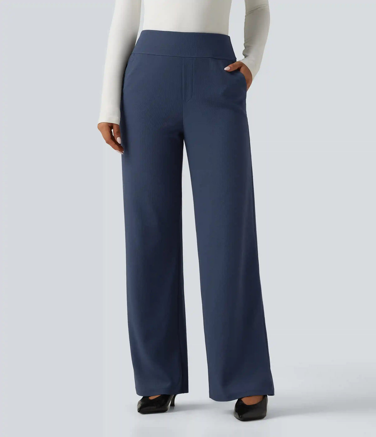 Halara Flex™ High Waisted Wide Leg Waffle Work Pants with Pockets