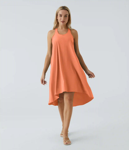 Breezeful™ RacerPocket High Low Flowy Midi Quick Dry Casual Dress