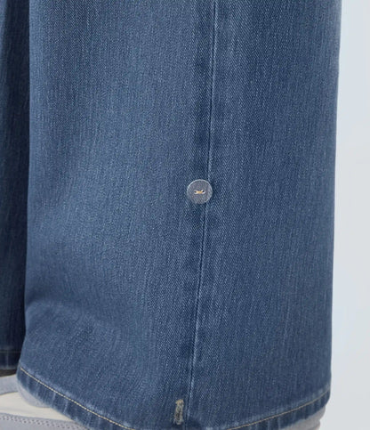 Halara Flex™ High Waisted Pockets Adjustable Hem Wide Leg Washed Casual Jeans