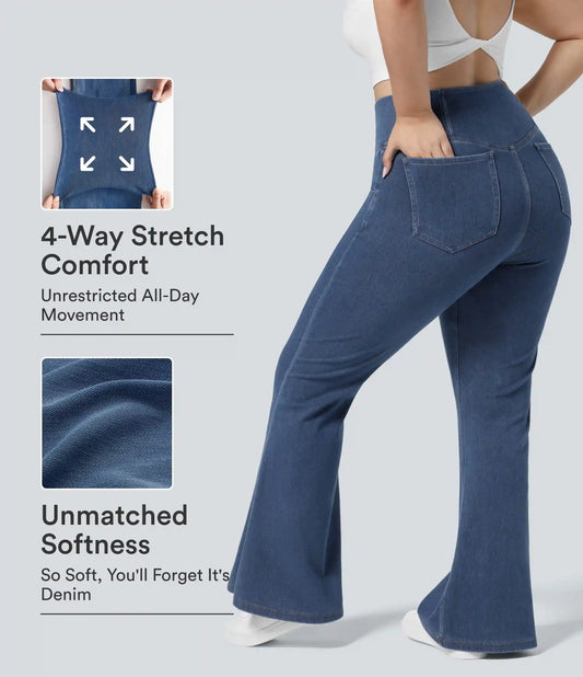 Halara Flex™ High Waisted Crossover Pocket Washed Casual Plus Size Jeans