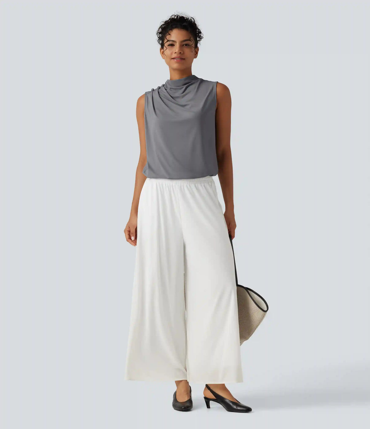 Mock Neck Keyhole Back Sleeveless InstantCool Work Top-UPF50+