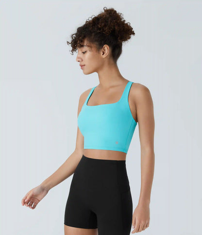 SoftlyZero™ Airy Square Neck Backless Crisscross Cropped InstantCool Yoga Tank Top