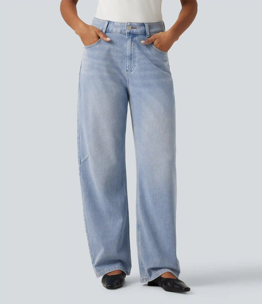 Halara Flex™ High Waisted Barrel Leg Casual Jeans with Pockets