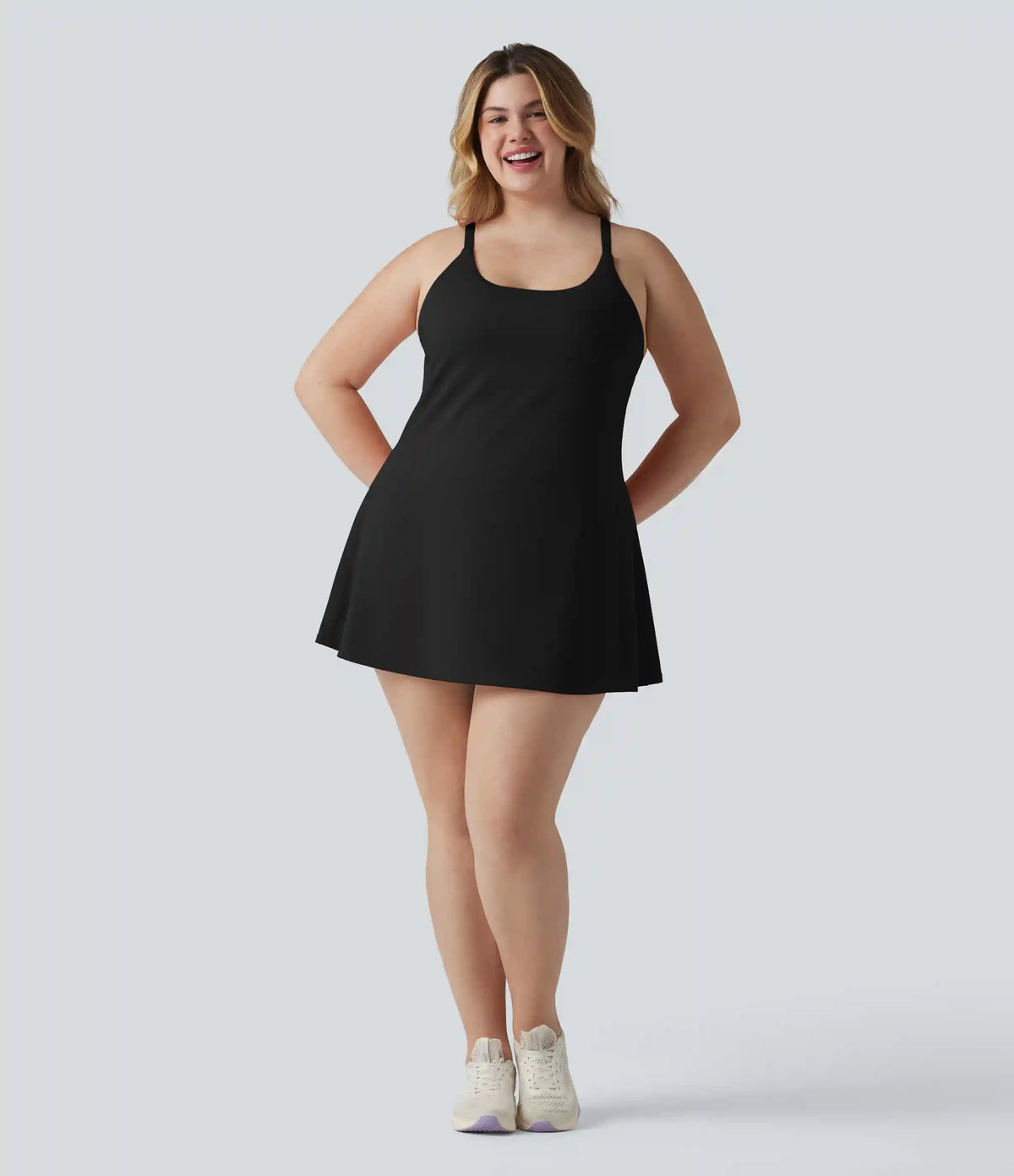 SoftlyZero™ Plush Push-Up Adjustable Straps Crisscross Backless Built-in Bra Dance Plus Size Active Dress-Easy Peezy Edition
