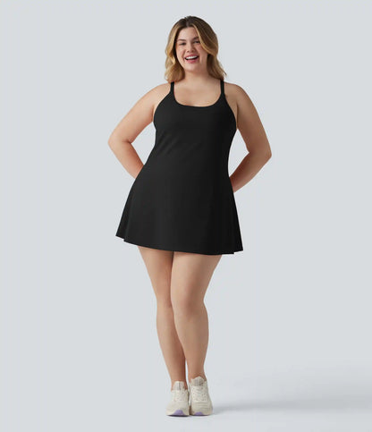 SoftlyZero™ Plush Push-Up Adjustable Straps Crisscross Backless Built-in Bra Dance Plus Size Active Dress-Easy Peezy Edition