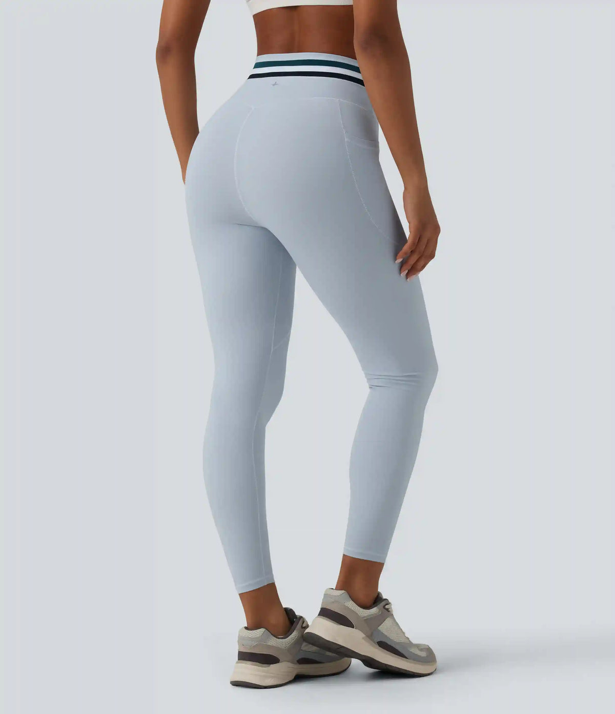 Halara UltraSculpt™ High Waisted Tummy Control Color Block Stripes Workout 7/8 Leggings with Pockets