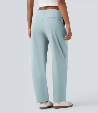Halara Flex™ DayStretch Asymmetric Mid Rise Barrel Leg Work Pants with Pockets