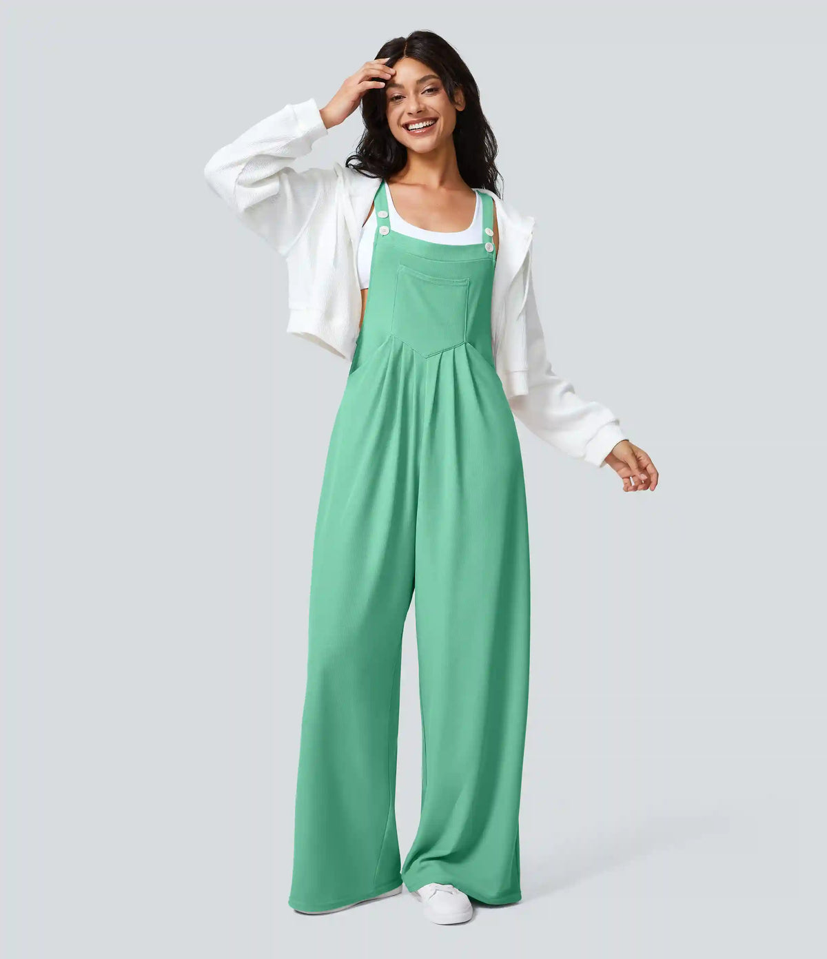 Pockets Waffle Casual Overalls