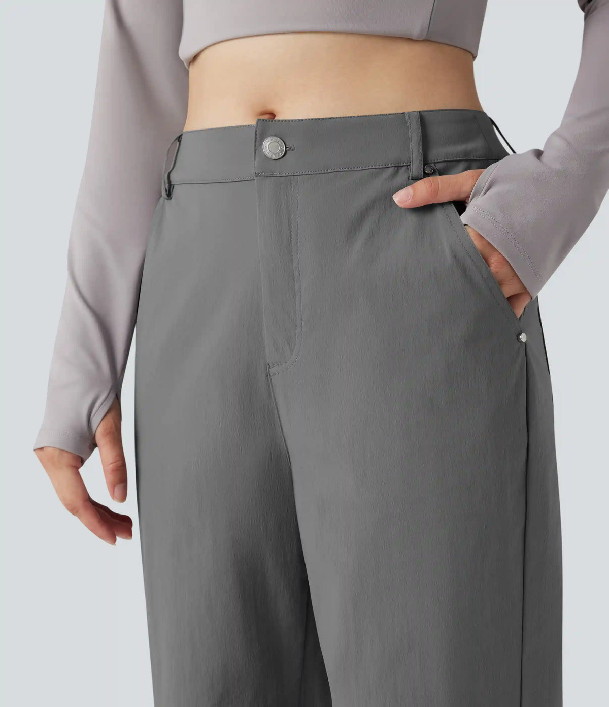 Durable Water Repellent Mid Rise Straight Leg Hiking Pants with Pockets-Adjustable Pant Length