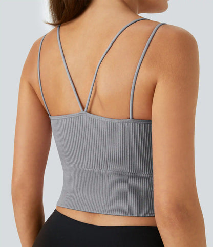 OneForm Seamless Flow Double Straps V Back Cropped Running Cami Top